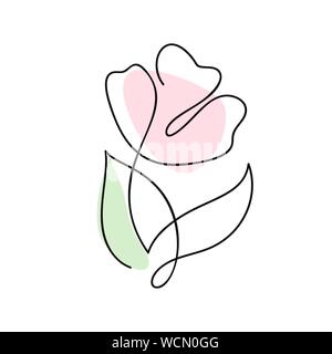 Durchgehende Linie Handzeichnung kalligrafischen Vektor Blume rose Konzept logo Schönheit. Monoline-versicherer spring Floral Design Element im minimalistischen Stil. Valentine Stock Vektor