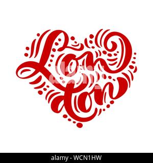 London City Kalligraphie Text in Form von Herzen. Logo isoliert Etikett oder Logo. Vintage Abzeichen im skandinavischen Stil. Toll für T-Shirts oder Poster Stock Vektor