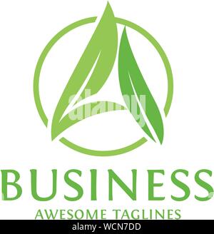 Grünes Blatt als Brief eine Schriftart vektor design template Elemente Stock Vektor