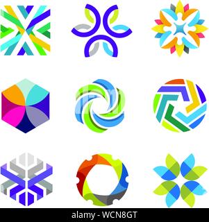 Farbenfrohe abstrakte Formen für die Symbole und Logo Stock Vektor