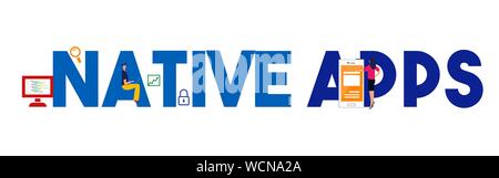 Native Apps Anwendung Smartphone Technologie in mobilen Programmierung Entwicklung. Vector Illustration Stock Vektor