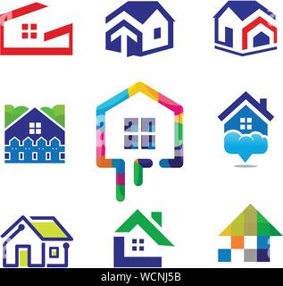 Home Dekoration Gebäude Haus Bau und Technik logo Konzept Stock Vektor