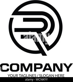 Einzigartige abstrakte Buchstaben R logo Flachbild Symbol Kreis lineare Zeichen vektor design. Buchstabe R Kreis abstrakte Logo Stock Vektor