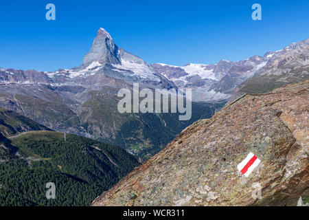 Wandern in der Nähe von Mark Matterhorn, Zermatt, Wallis, Schweiz Stockfoto