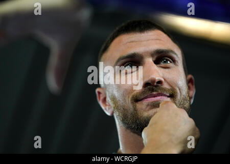 Vasiliy Lomachenko während der öffentlichen Training an der York Hall, London. Stockfoto