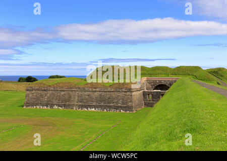 Messing Bastion aus dem Elisabethanischen Wälle, Berwick upon Tweed, Northumberland, England, UK. Stockfoto