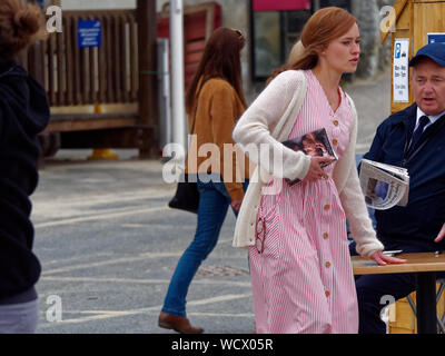 FFP New Media, Mein Cousine die Liebe und ich, mein Cousin und ich. Rosamunde Pilcher romantischen Film vor Ort im Hafen von Newquay und Fistral Beach, Co Stockfoto