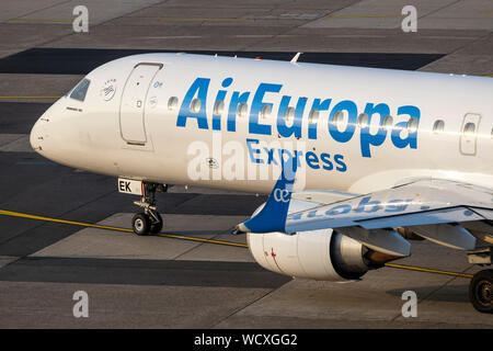 Der internationale Flughafen Düsseldorf, DUS, Iberia und Air Europa Express von Spanien, Stockfoto