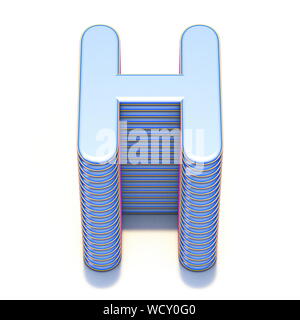 Blauen extrudierten font Buchstaben H 3D-Render Abbildung auf weißem Hintergrund Stockfoto