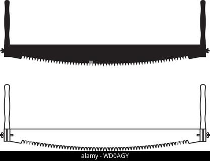 Zwei-mann sah. Werkzeuge für die Holzbearbeitung. Vector Illustration Stock Vektor