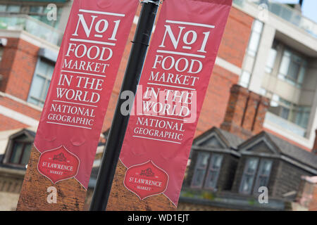 St. Lawrence Markt anmelden, Banner, Nr. 1, Essen Markt der Welt, Toronto, Ontario, Kanada Stockfoto