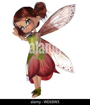 Digital gerenderte Abbildung: cartoon Blossom fairy auf weißem Hintergrund. Stockfoto