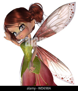 Digital gerenderte Abbildung: cartoon Blossom fairy auf weißem Hintergrund. Stockfoto