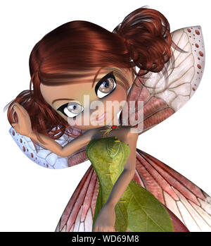 Digital gerenderte Abbildung: cartoon Blossom fairy auf weißem Hintergrund. Stockfoto