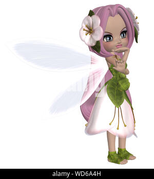 Digital gerenderte Abbildung: eine niedliche Fee in geblümten Kleid. Stockfoto