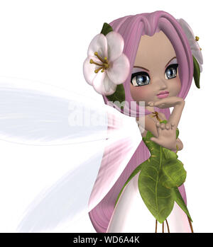 Digital gerenderte Abbildung: eine niedliche Fee in geblümten Kleid. Stockfoto