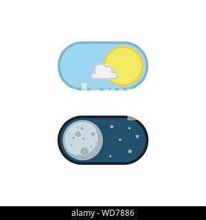Tag- und Nacht Modus Anwendungssymbolen. Vector Illustration Stock Vektor