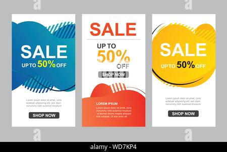 Moderne Flüssigkeit abstrakten Set für Verkauf banner Vorlage. Verwenden Sie für Flyer, Rabatt Angebot Design, Promotion Hintergrund. Stock Vektor