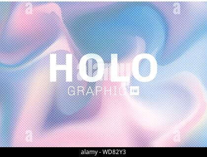 Holographische hipster Karte in Pastellfarben Hintergrund mit weißem Gitter Textur. Vector Illustration Stock Vektor