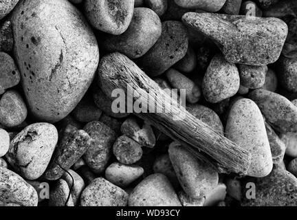 Drift Holz und Steine am Strand Stockfoto