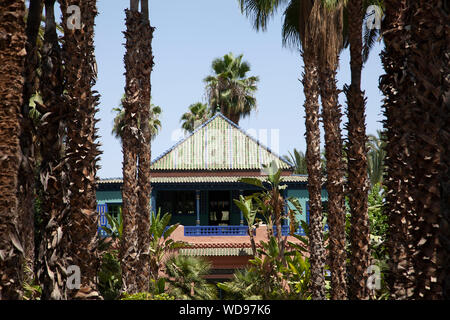 Haus aus Gründen der Gärten von Majorelle in Marrakesch, Marokko Stockfoto