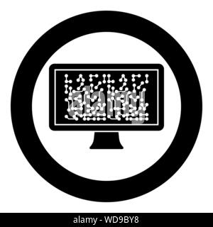 Bildschirm mit der Regelung Technologiekonzept Symbol im Kreis runden schwarzen Farbe Vektor-illustration Flat Style simple Image Stock Vektor