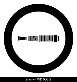 Spyglass Fernrohr Teleskop objektiv Symbol im Kreis runden schwarzen Farbe Vektor-illustration Flat Style simple Image Stock Vektor