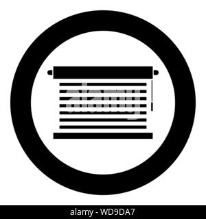 Jalousie Metall Fenster Jalousie für Office Lamellen Symbol im Kreis runden schwarzen Farbe Vektor-illustration Flat Style simple Image Stock Vektor