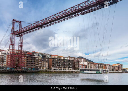 Bizcaia Brücke in Getxo, País Vasco, Spanien Stockfoto