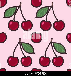 Nahtlose Muster Hintergrund mit Kirschen, bunte Illustration, eps 10, Clipping Maske angewendet Stock Vektor