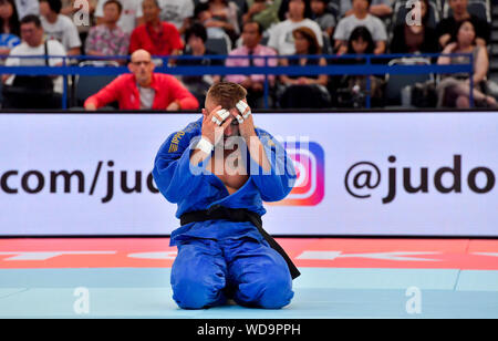 Tokio, Japan. 29 Aug, 2019. Traurig Tschechische judoka DAVID KLAMMERT nach dem Spiel der Männer - 90 kg Klasse in World Judo Meisterschaften in Tokio, Japan, 29. August 2019. Quelle: Vit Simanek/CTK Photo/Alamy leben Nachrichten Stockfoto