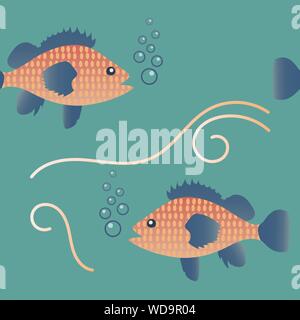 Nahtlose Muster mit Fischen in der Unterwasserwelt. Bunte künstlerischen Hintergrund. Vector Illustration, eps 10. Stock Vektor