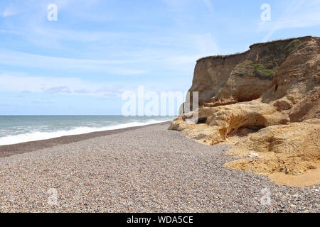 Weybourne Strand Felsen und Küste, Norden Küste von Norfolk, England. Stockfoto