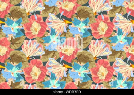 Art floral Vektor nahtlose Muster mit moning Herrlichkeit. Stock Vektor