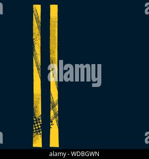 Dark grunge Straße Hintergrund mit gelben reifen Titel und Auto Silhouette Stock Vektor