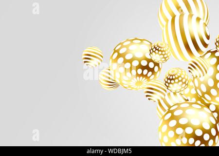 Golden dekorative Kugeln. Abstrakte Gold glänzt Vector Illustration. Stock Vektor