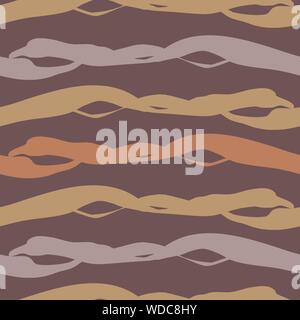 Malerische Webart Wirkung horizontale Linien in warmen Braun, Violett und Orange. Die nahtlose Vektor Muster auf gebrannte Siena mit Homespun fühlen Stock Vektor