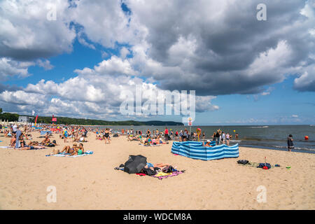 Strand im Ostseebad Sopot, Pommern, Polen, Europa | Der Strand im Ostseebad Stadt Sopot, Pommern, Polen, Europa Stockfoto