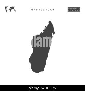 Madagaskar leeren Vektor Karte isoliert auf weißem Hintergrund. High-Detailed schwarze Silhouette Karte von Madagaskar. Stock Vektor