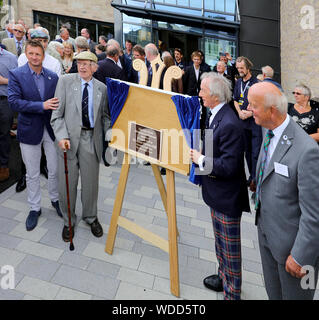 Sir Jackie Stewart Eröffnung der Erweiterung Jim Clark Motorsport Museum. Duns Stockfoto