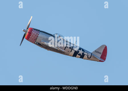 Republik P-47 Thunderbolt Zweiten Weltkrieg Jagdflugzeug bei den bedürftigen Kindern wenig Gransden Air & Car Show, UK. Namens Nellie B. American Stockfoto