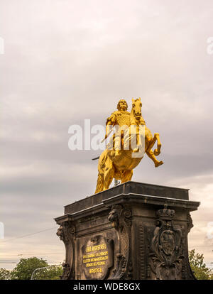 Die Goldener Reiter (Goldener Reiter) in Dresden, Sachsen. Deutschland. Stockfoto