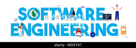 Software engineer Programmierung code Software Entwickler. Computer Skript Programmierer. Vector Illustration Stock Vektor