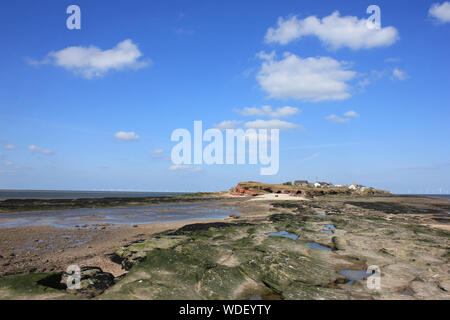 Blick auf hilbre Island aus dem Mittleren Auge, Dee Estuary, Wirral, Großbritannien Stockfoto