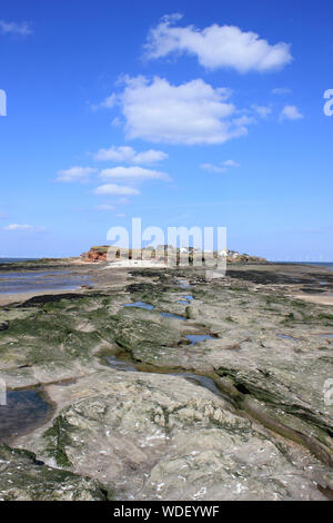 Blick auf hilbre Island aus dem Mittleren Auge, Dee Estuary, Wirral, Großbritannien Stockfoto