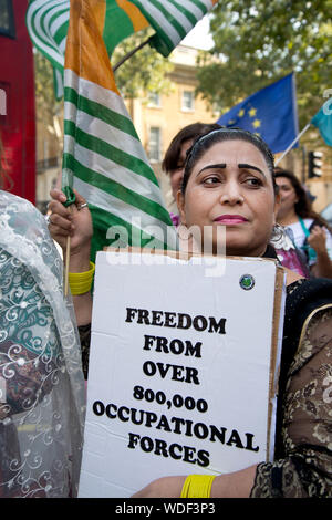 Whitehall, 29 August 2019. Kaschmir Frauen Protest gegen die Besetzung von Kaschmir. Stockfoto