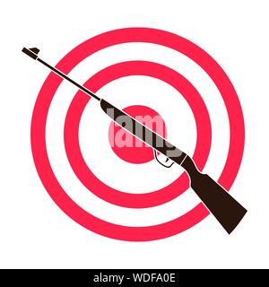 Waffe und Ziel. Schießstand in einem Vergnügungspark Vergnügungspark einzelnen Symbol in Farbe stil Vektor Symbol lieferbar web Abbildung. Stock Vektor