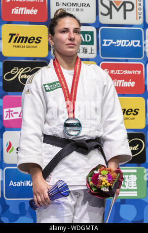 Tokio, Japan. 29 Aug, 2019. Silbermedaillengewinner Barbara Timo von Portugal, besucht die Preisverleihung der Frauen -70 kg Kategorie der Welt Judo Championships Tokyo 2019 an der Nippon Budokan. Die Welt Judo Championships Tokyo 2019 wird vom 25. August bis 1. September statt. Credit: Rodrigo Reyes Marin/ZUMA Draht/Alamy leben Nachrichten Stockfoto