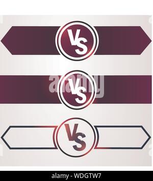 Im Vergleich zu unterzeichnen, wie Opposition. Konzept der Konfrontation, zusammen, Distanzhülse, Final kämpfen. auf weißem Hintergrund. VS. Stock Vektor