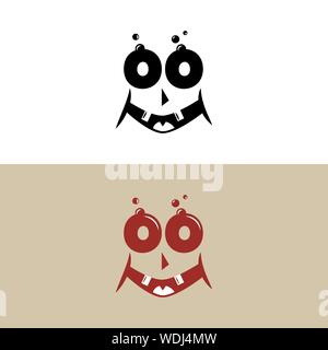Monster Happy Face im Retro-Stil, lächeln Vector Illustration auf weißem Hintergrund. Stock Vektor